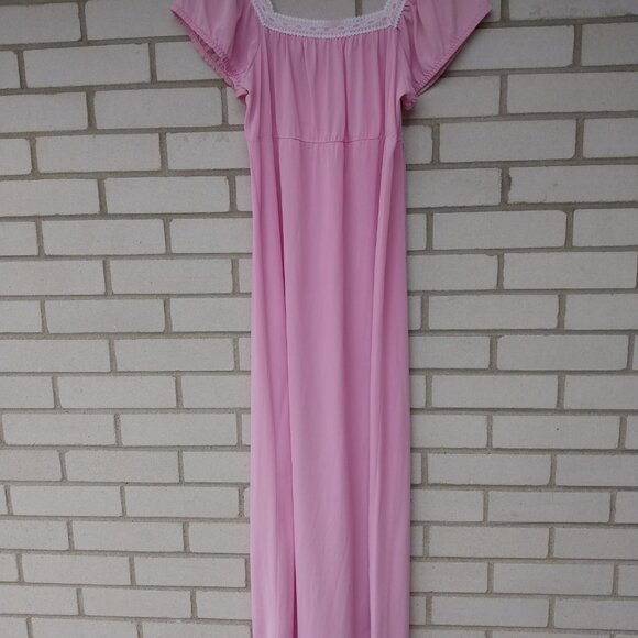 Vintage Purple Nylon Nightgown Long Nightie 31"B Medium Empire Waist - Picture 8 of 12